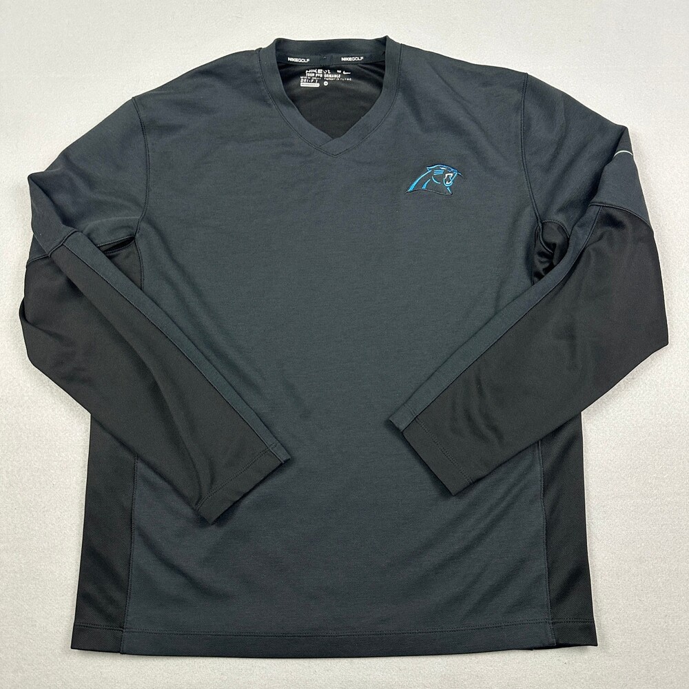 Carolina Panthers Sweater Men Medium Black Solid Nike Pullover Dri Fit NFL M